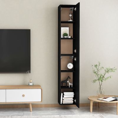 TV Cabinets 2 pcs Black 30.5x30x90 cm Engineered Wood