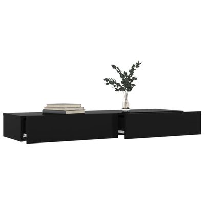 TV Cabinet with LED Lights Black 120x35x15.5 cm