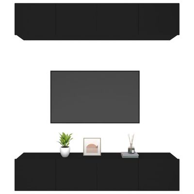 TV Cabinets 4 pcs Black 80x30x30 cm Engineered Wood