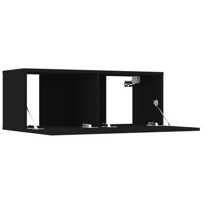 8 Piece TV Cabinet Set Black Engineered Wood