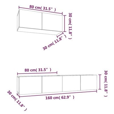 3 Piece TV Cabinet Set Black Engineered Wood