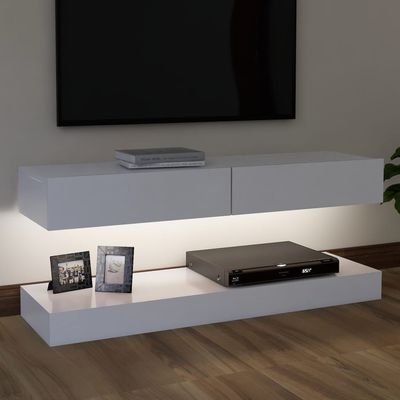 TV Cabinet with LED Lights White 120x35 cm