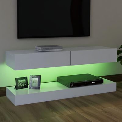 TV Cabinet with LED Lights White 120x35 cm