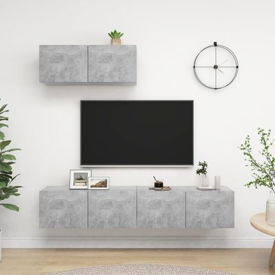 TV Cabinets 3 pcs Concrete Grey Engineered Wood