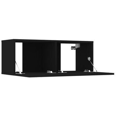 8 Piece TV Cabinet Set Black Engineered Wood