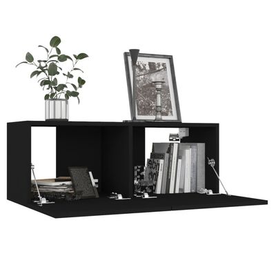 8 Piece TV Cabinet Set Black Engineered Wood