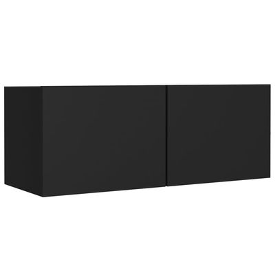 4 Piece TV Cabinet Set Black Engineered Wood