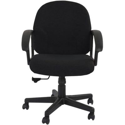 Mahmayi Helena 591 UK Office Chair with Fabric Seat, PU Armrest & Adjustable Height Low Back Chairs for Home, Desk, Waiting Room, Conference-Room, Black