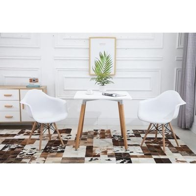 Mahmayi Dining Table with Chair Sets, Simple Modern Design Tables & Chairs for Home Office Bistro Balcony Lawn Breakfast, (Arm Chair White, Dining Set 2