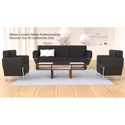 Mahmayi PU Leatherette Single Seater Black Casual Leather Sofa - Modern Executive Sofa, Office Lounge Seater With Stainless Steel Legs And High Density Foam Black Sofa (Single Seater)