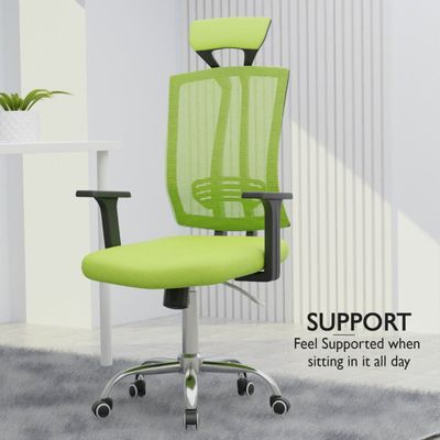 Mahmayi Ergonomic Adjustable Office Chair with Adjustable Arm Rests, Lumbar Support, Contoured Back, and Seat Cushion -Comfortable Seating Solution for Office and Home - Executive Contoured Back Green