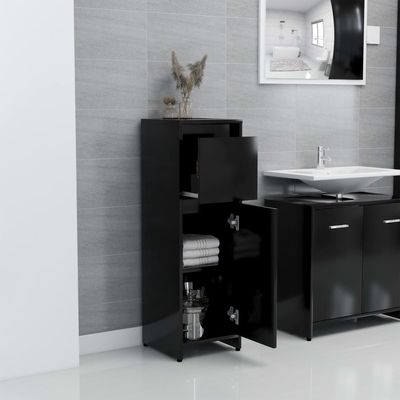 Bathroom Cabinet Black 30x30x95 cm Engineered Wood