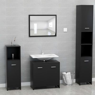 Bathroom Cabinet Black 60x33x61 cm Engineered Wood