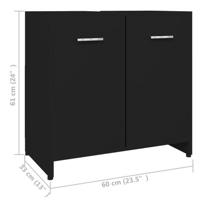 Bathroom Cabinet Black 60x33x61 cm Engineered Wood