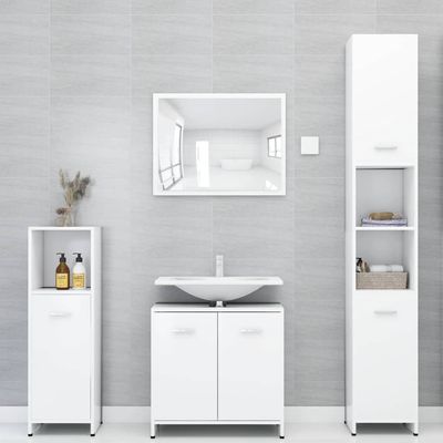 Bathroom Cabinet White 30x30x95 cm Engineered Wood