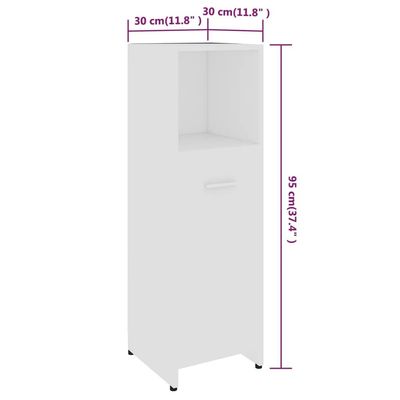 Bathroom Cabinet White 30x30x95 cm Engineered Wood