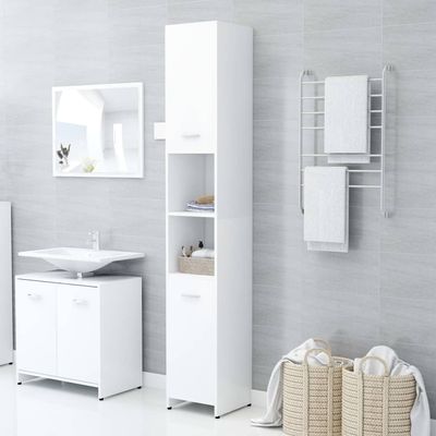 Bathroom Cabinet White 30x30x183.5 cm Engineered Wood