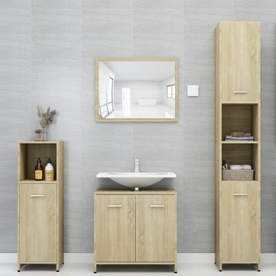 Bathroom Cabinet Sonoma Oak 30x30x95 cm Engineered Wood