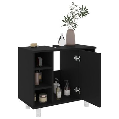 Bathroom Cabinet Black 60x32x53.5 cm Engineered Wood