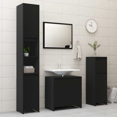 Bathroom Cabinet Black 60x33x61 cm Engineered Wood