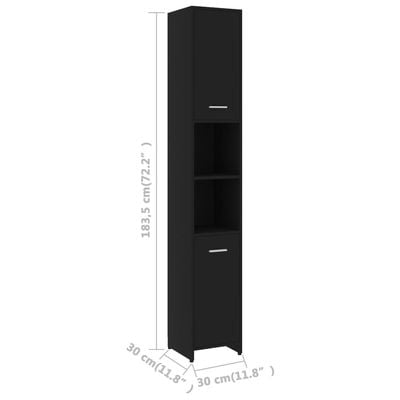 Bathroom Cabinet Black 30x30x183.5 cm Engineered Wood