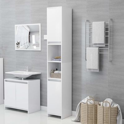 Bathroom Cabinet White 30x30x183.5 cm Engineered Wood