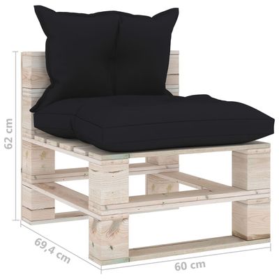 Garden Pallet Middle Sofa with Cushions Pinewood