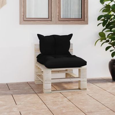 Garden Pallet Middle Sofa with Cushions Pinewood