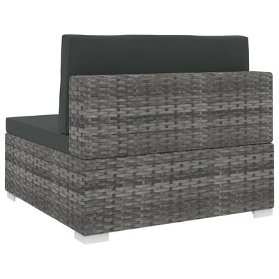 Sectional Middle Seat 1 pc with Cushions Poly Rattan Grey