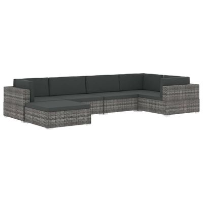 Sectional Middle Seat 1 pc with Cushions Poly Rattan Grey