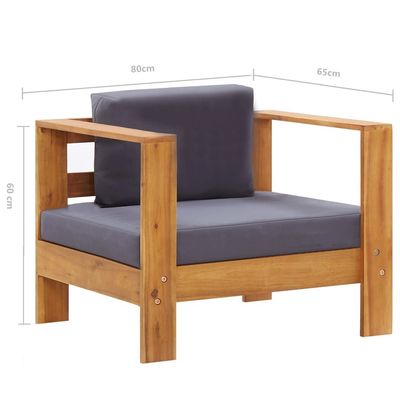 Garden Sofa Chair with Cushion Dark Grey Solid Acacia Wood