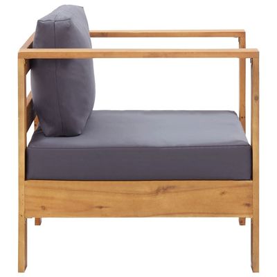 Garden Sofa Chair with Cushion Dark Grey Solid Acacia Wood