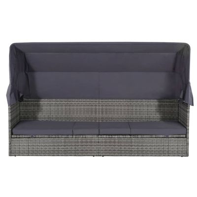 Garden Bed with Canopy Grey 205x62 cm Poly Rattan