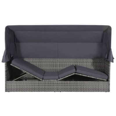 Garden Bed with Canopy Grey 205x62 cm Poly Rattan