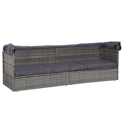 Garden Bed with Canopy Grey 205x62 cm Poly Rattan