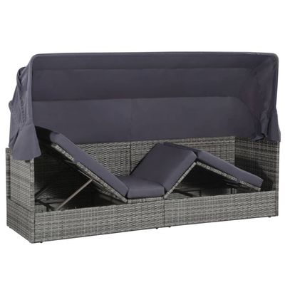 Garden Bed with Canopy Grey 205x62 cm Poly Rattan