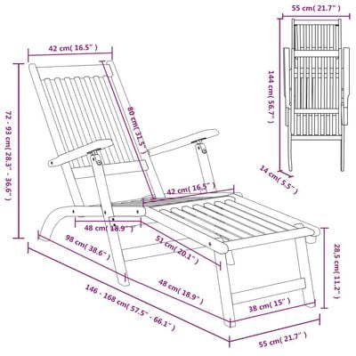 Outdoor Deck Chair with Footrest and Table Solid Wood Acacia