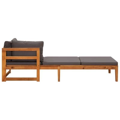 Sun Lounger with 1 Armrest Dark Grey Solid Acacia Wood