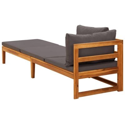 Sun Lounger with 1 Armrest Dark Grey Solid Acacia Wood