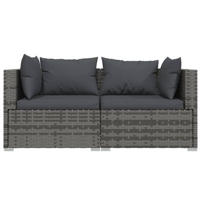 3 Piece Garden Lounge Set with Cushions Grey Poly Rattan