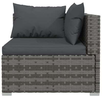 3 Piece Garden Lounge Set with Cushions Grey Poly Rattan