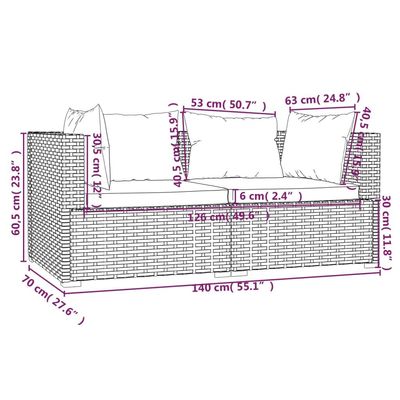 3 Piece Garden Lounge Set with Cushions Grey Poly Rattan