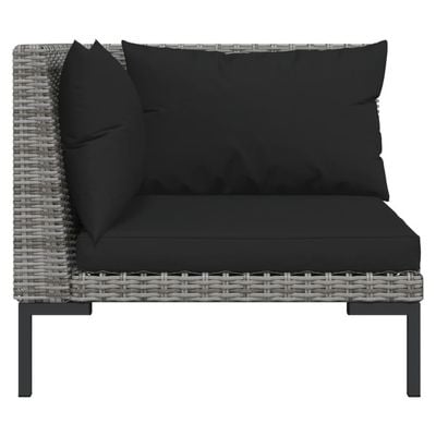 3 Piece Garden Lounge Set Dark Grey Half Round Poly Rattan