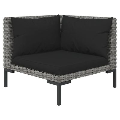 3 Piece Garden Lounge Set Dark Grey Half Round Poly Rattan