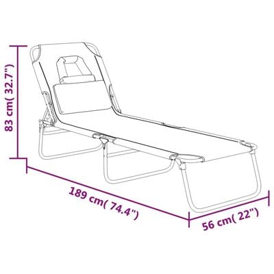 Folding Sun Lounger Grey Oxford Fabric&Powder-coated Steel