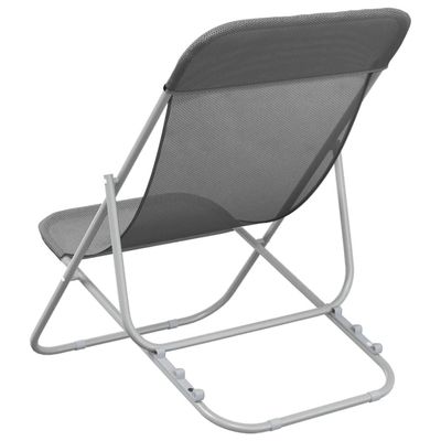 Folding Beach Chairs 2 pcs Grey Textilene&Powder-coated Steel