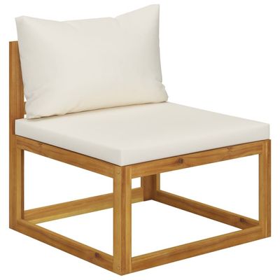 3 Piece Garden Lounge Set with Cream Cushions Solid Acacia Wood