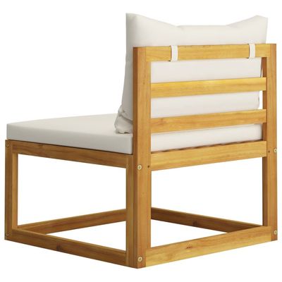 3 Piece Garden Lounge Set with Cream Cushions Solid Acacia Wood