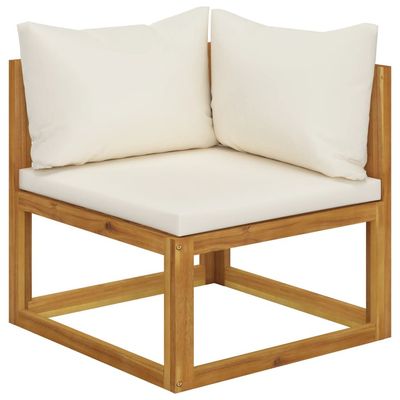 2 Piece Sofa Set with Cream White Cushions Solid Acacia Wood