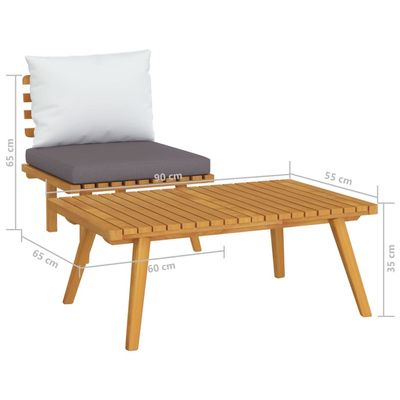 2 Piece Garden Lounge Set with Cushions Solid Acacia Wood